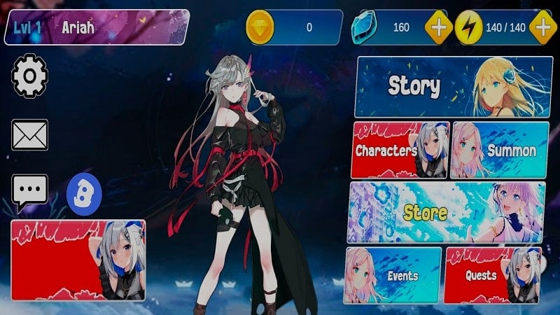 Ariah Fantasy RPG Waifu Gacha v1.1.1 MOD APK (Menu, Unlimited money, God mode)