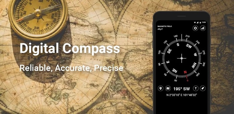 Digital Compass v10.2 MOD APK (Pro Unlocked)