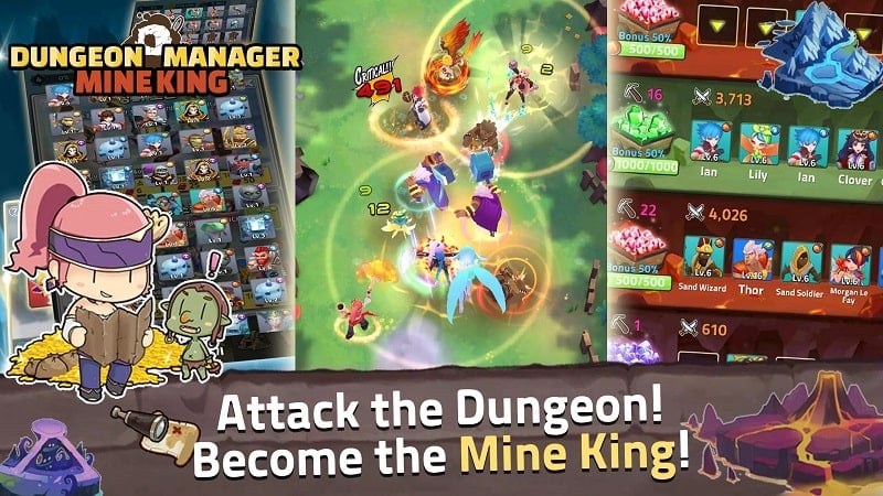 Dungeon Manager : Mine King v1.26 MOD APK (Menu/No skill CD)