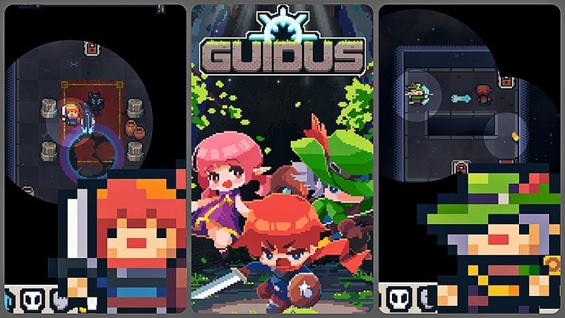 Guidus: Pixel Rogue-like RPG v1.2032 MOD APK (Menu, God mode/Onehit)